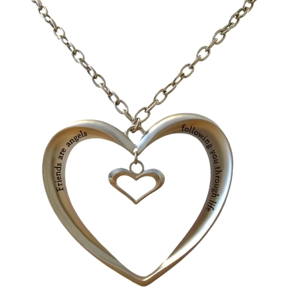 Oversize heart pendant "Friends are angels following you through life" - Picture 3 of 4